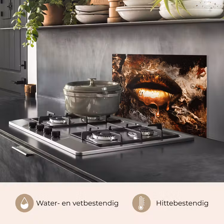 Spatscherm keuken - Goud - Lippen - Kunst - Goud - Luxe - Abstract — 7