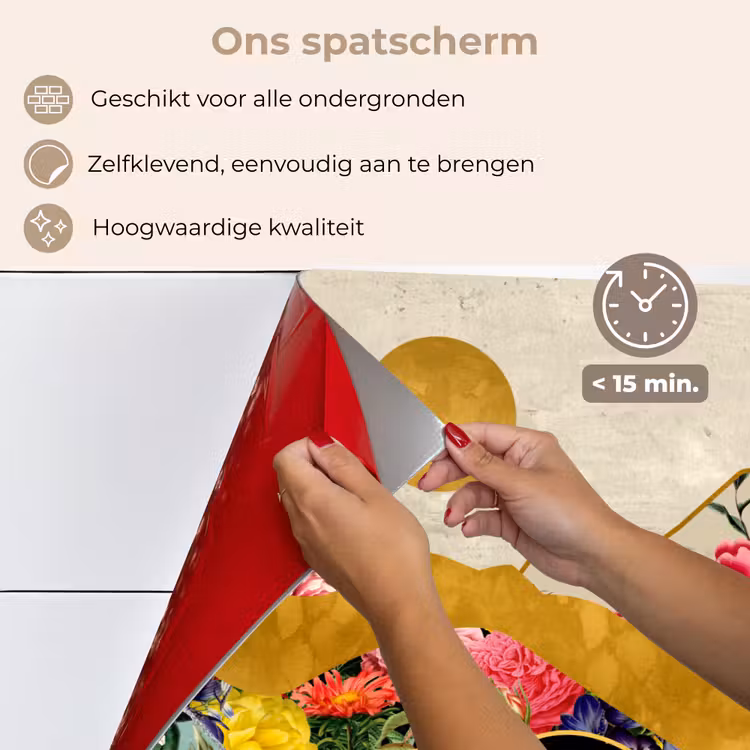 Spatscherm keuken - Goud - Bloemen - Print - Abstract - Landschap - Patronen — 4