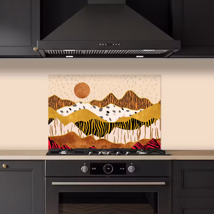 Spatscherm keuken - Tijgerprint - Pastel - Goud - Print - Tijger - Abstract — 2