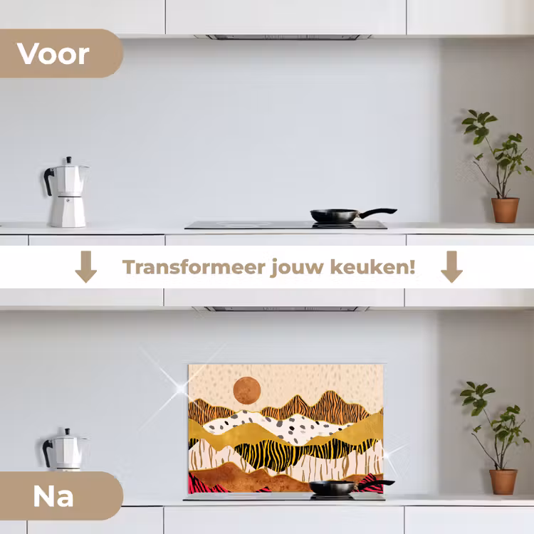 Spatscherm keuken - Tijgerprint - Pastel - Goud - Print - Tijger - Abstract — 3