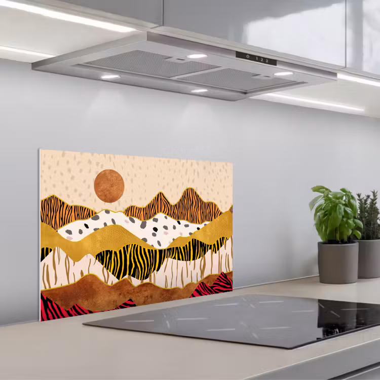 Spatscherm keuken - Tijgerprint - Pastel - Goud - Print - Tijger - Abstract — 5