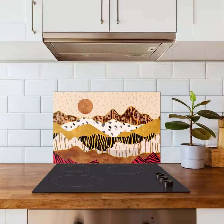 Spatscherm keuken - Tijgerprint - Pastel - Goud - Print - Tijger - Abstract — 6