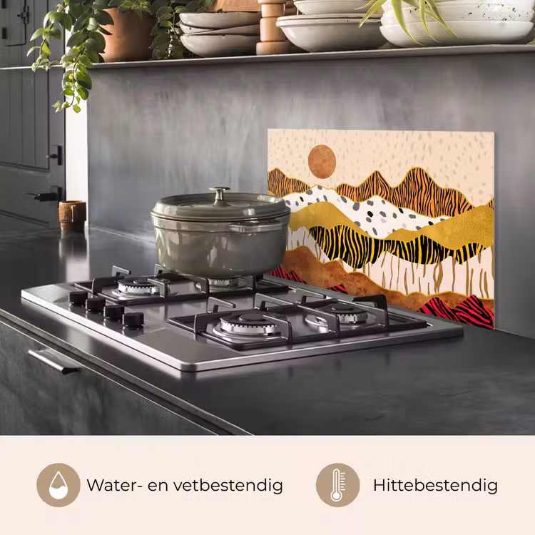 Spatscherm keuken - Tijgerprint - Pastel - Goud - Print - Tijger - Abstract — 7