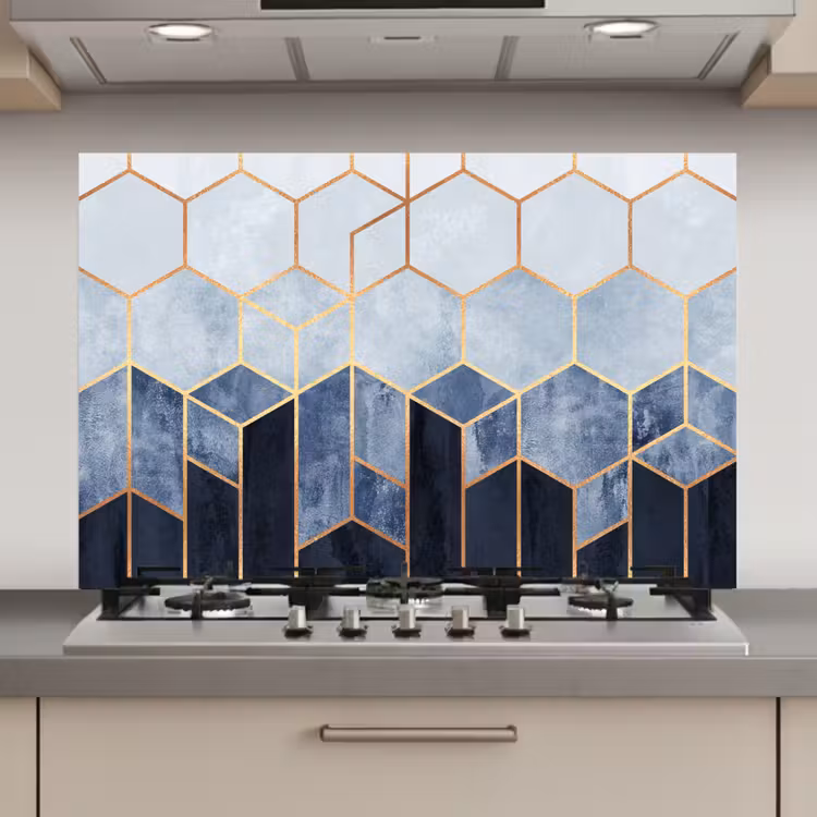 Spatscherm keuken - Hexagon - Gold - Luxe - Patronen — 1