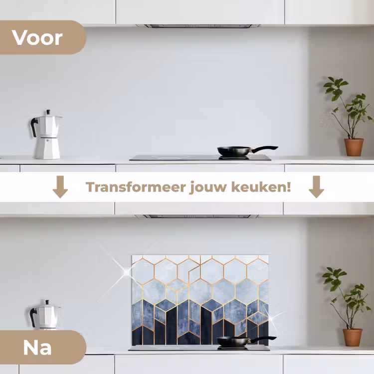 Spatscherm keuken - Hexagon - Gold - Luxe - Patronen — 3