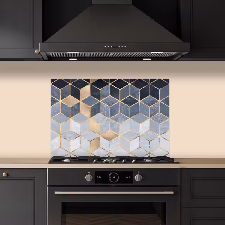 Spatscherm keuken - Kubus - Goud - Luxe - Patronen — 2