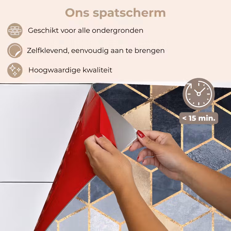 Spatscherm keuken - Kubus - Goud - Luxe - Patronen — 4