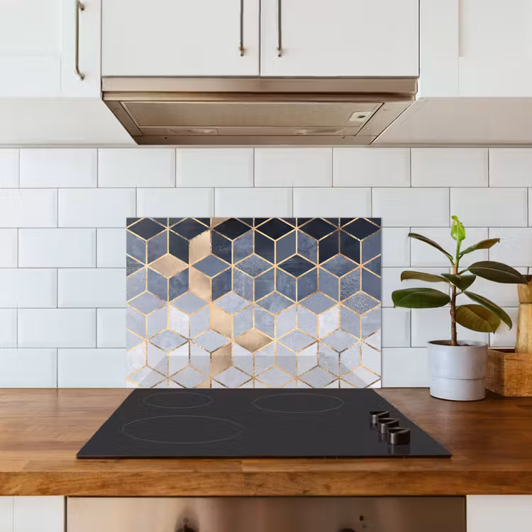 Spatscherm keuken - Kubus - Goud - Luxe - Patronen — 6