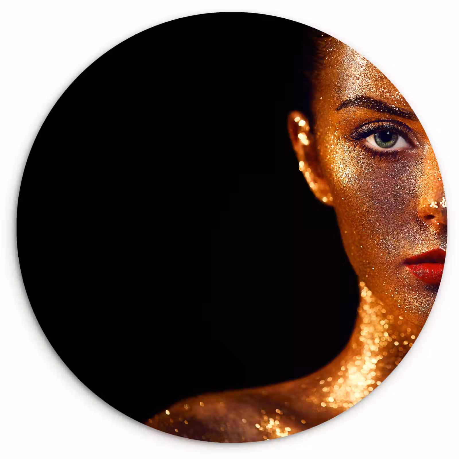 Muurcirkel - Make up - Goud - Vrouw - Luxe - Glitter - Kunst — 1