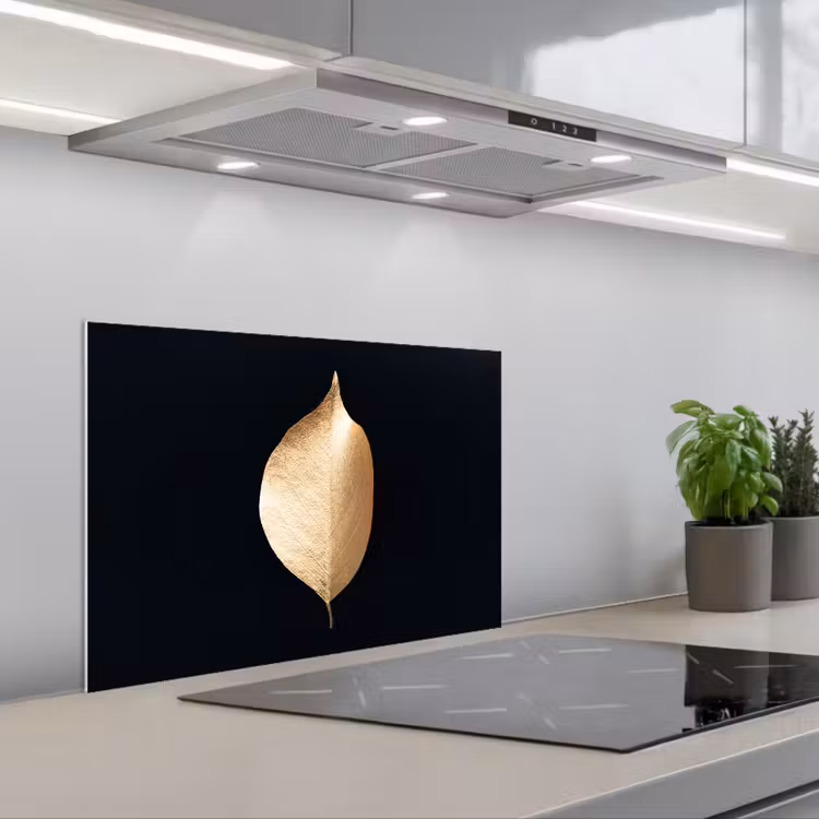 Spatscherm keuken - Bladeren - Goud - Zwart - Planten - Luxe — 5