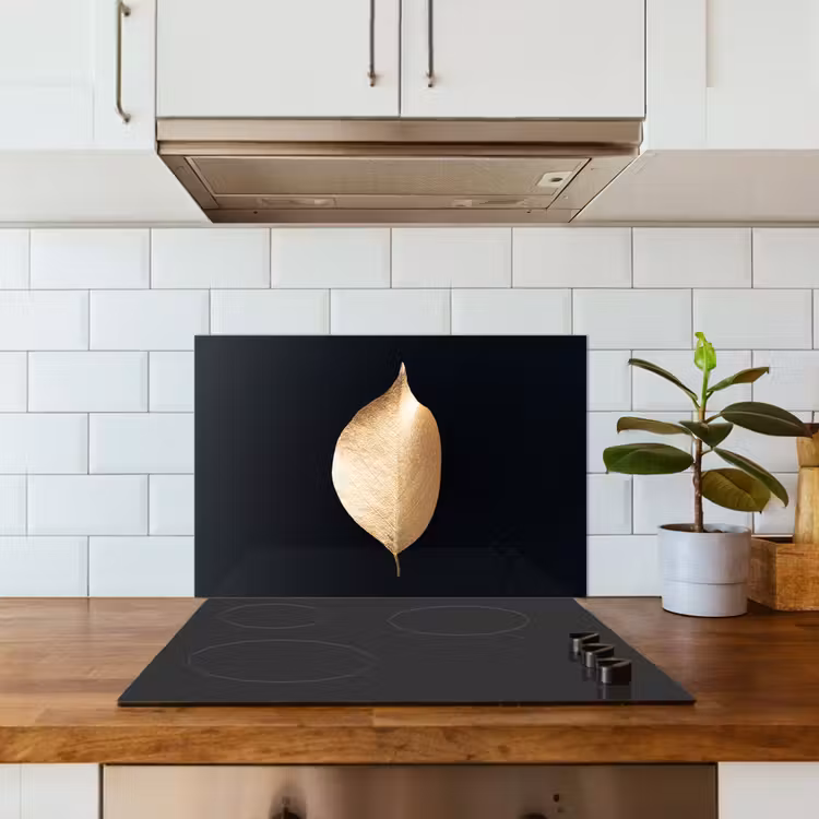 Spatscherm keuken - Bladeren - Goud - Zwart - Planten - Luxe — 6