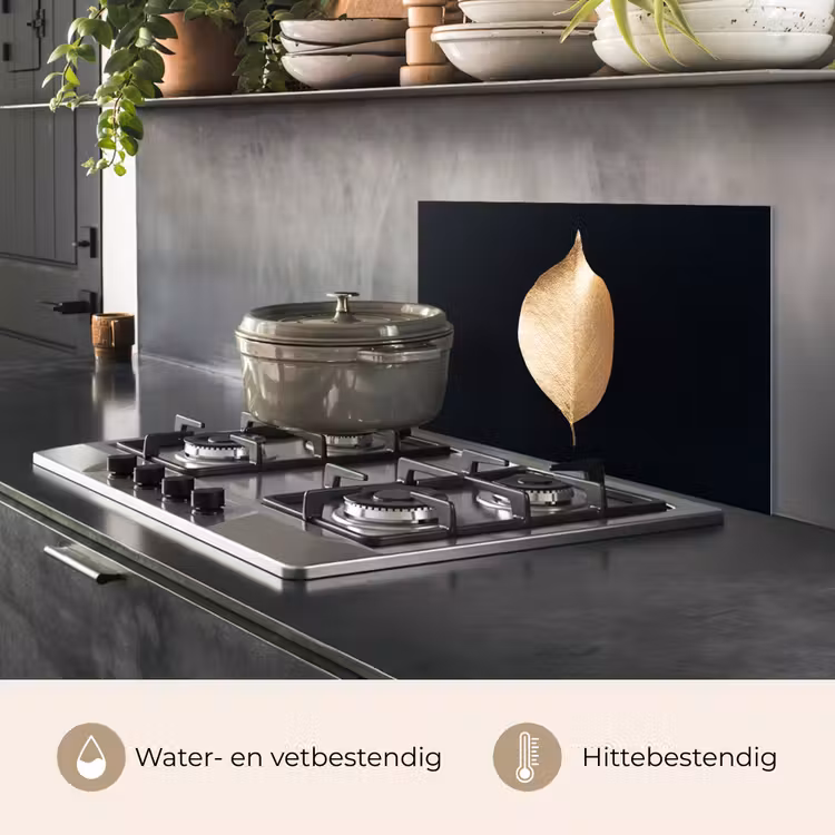 Spatscherm keuken - Bladeren - Goud - Zwart - Planten - Luxe — 7
