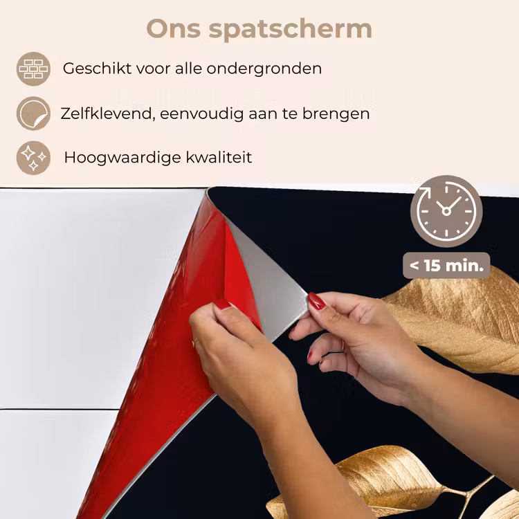 Spatscherm keuken - Bladeren - Tak - Goud - Luxe — 4