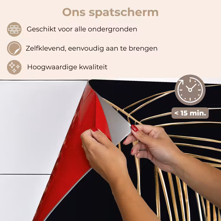 Spatscherm keuken - Planten - Goud - Zwart - Bladeren - Luxe — 4