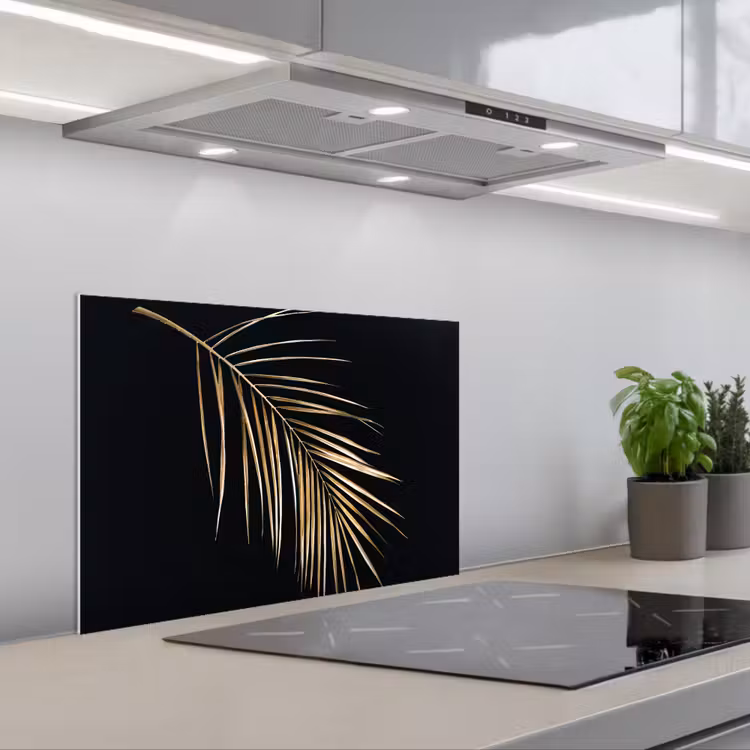 Spatscherm keuken - Planten - Goud - Zwart - Bladeren - Luxe — 5