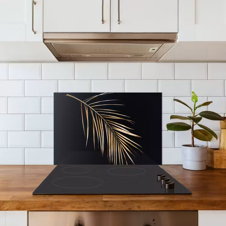 Spatscherm keuken - Planten - Goud - Zwart - Bladeren - Luxe — 6