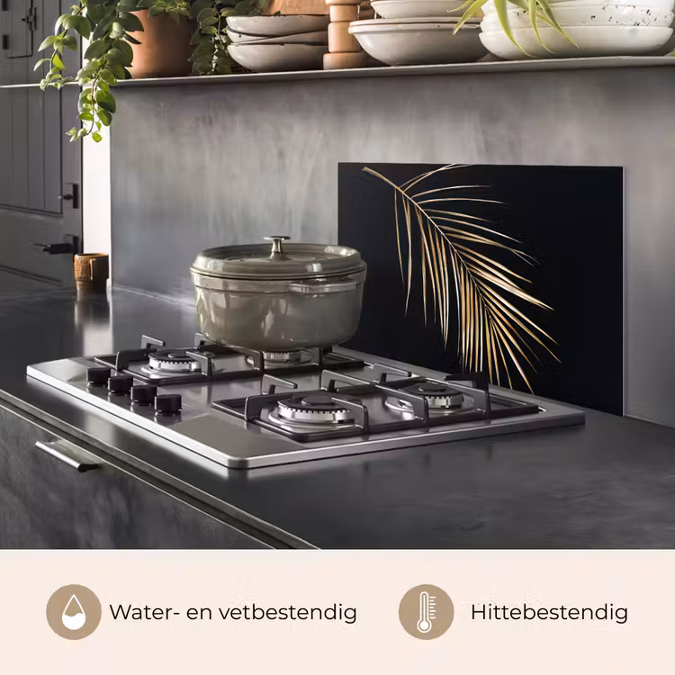 Spatscherm keuken - Planten - Goud - Zwart - Bladeren - Luxe — 7