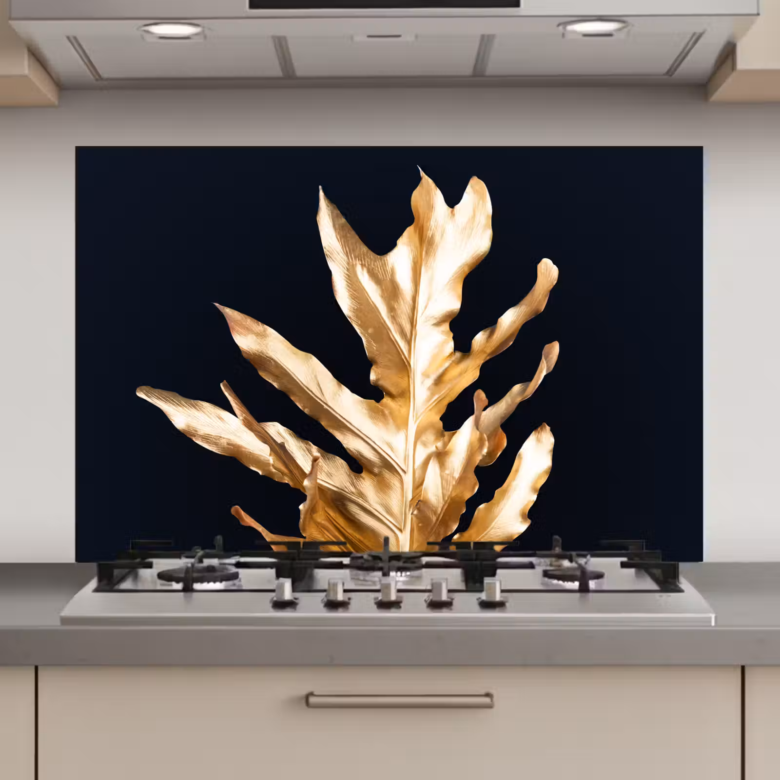 Spatscherm keuken - Bladeren - Goud - Herfst - Natuur - Luxe — 1
