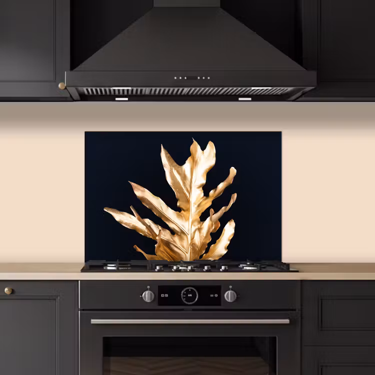 Spatscherm keuken - Bladeren - Goud - Herfst - Natuur - Luxe — 2