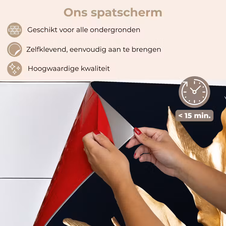 Spatscherm keuken - Bladeren - Goud - Herfst - Natuur - Luxe — 4