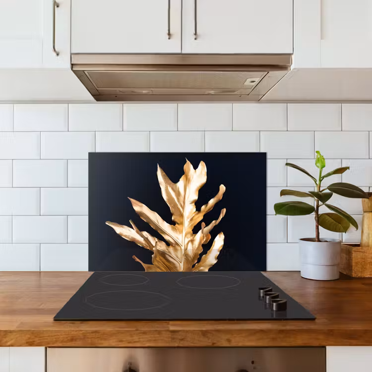 Spatscherm keuken - Bladeren - Goud - Herfst - Natuur - Luxe — 6