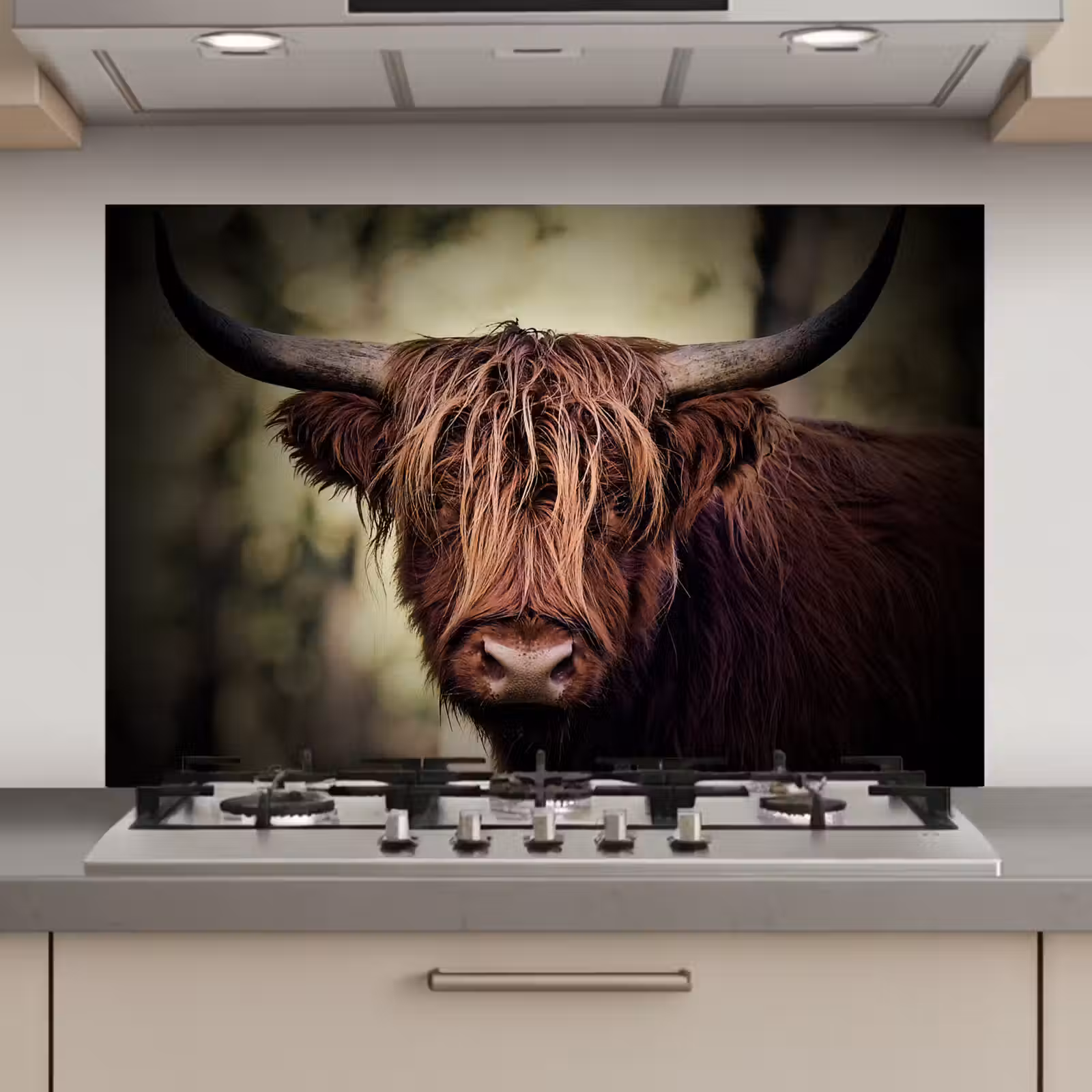 Spatscherm keuken - Schotse hooglander - Licht - Portret - Natuur — 1