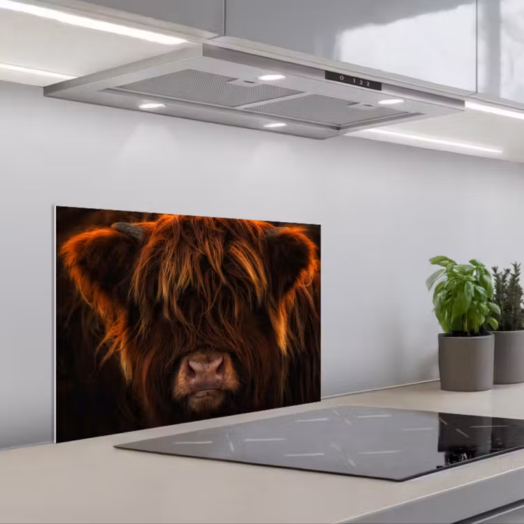 Spatscherm keuken - Schotse Hooglander - Koe - Portret - Dieren — 5