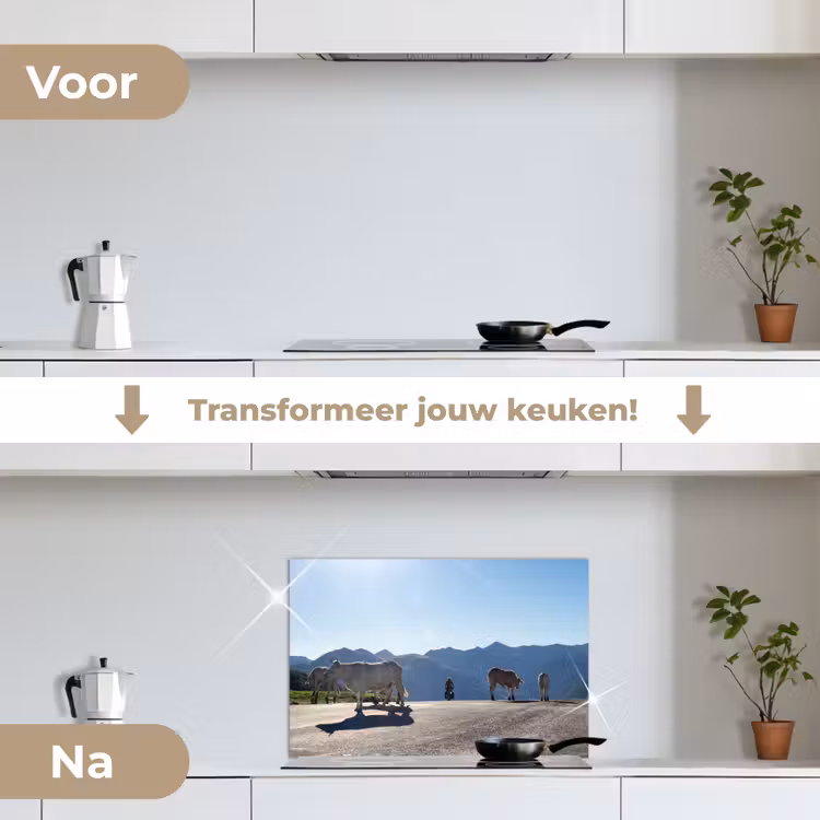 Spatscherm keuken - Schotse hooglander - Licht - Berg - Natuur — 3