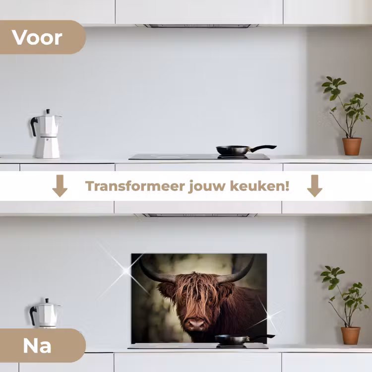 Spatscherm keuken - Schotse hooglander - Licht - Portret - Natuur — 3
