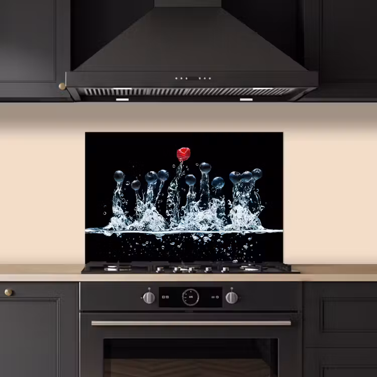 Spatscherm keuken - Bessen - Water - Zwart - Fruit - Framboos — 2