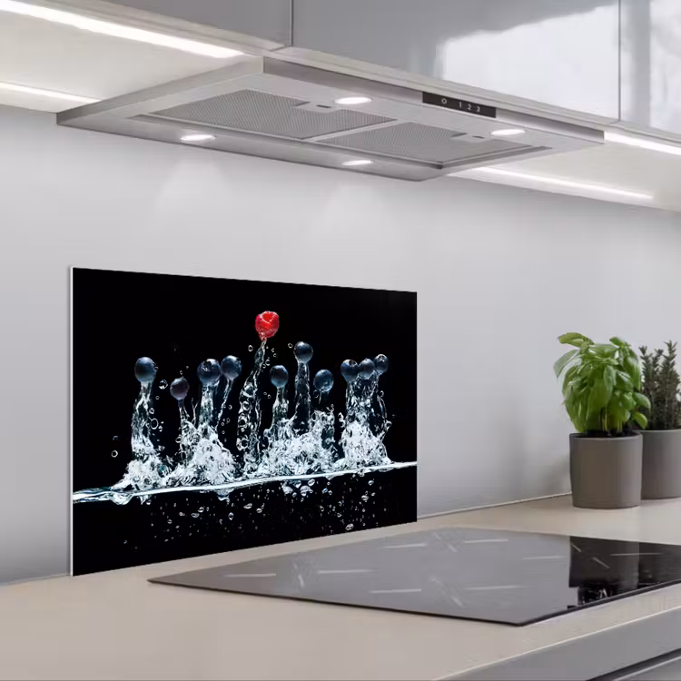 Spatscherm keuken - Bessen - Water - Zwart - Fruit - Framboos — 5