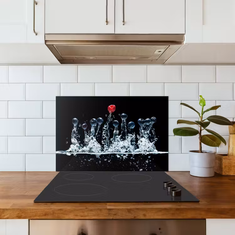 Spatscherm keuken - Bessen - Water - Zwart - Fruit - Framboos — 6