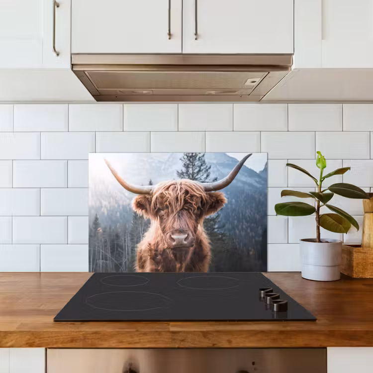 Spatscherm keuken - Schotse hooglander - Koe - Dieren - Berg - Natuur — 6