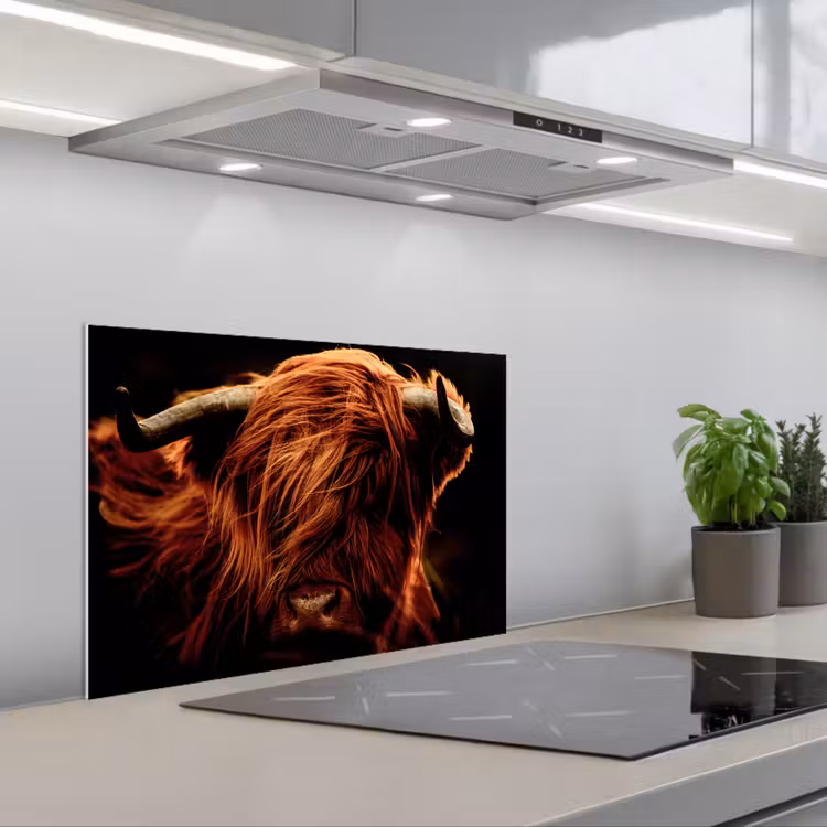 Spatscherm keuken - Schotse hooglander - Koe - Hoorns - Portret - Dieren — 5