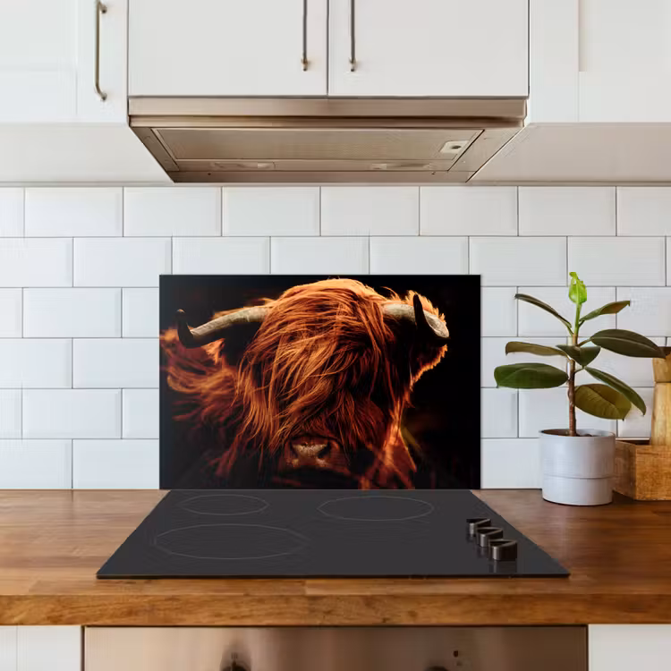 Spatscherm keuken - Schotse hooglander - Koe - Hoorns - Portret - Dieren — 6