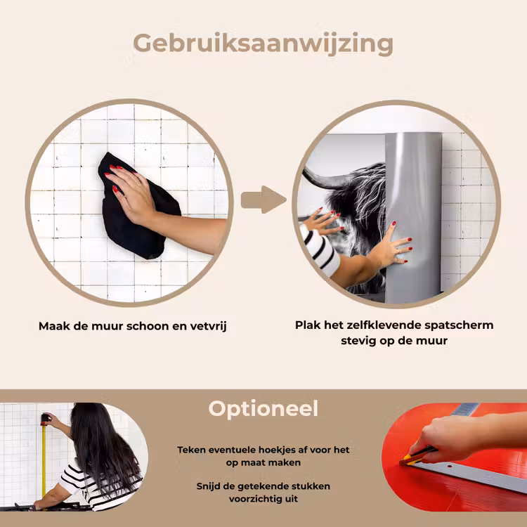 Spatscherm keuken - Schotse hooglander - Natuur - Koe - Zwart - Wit — 8
