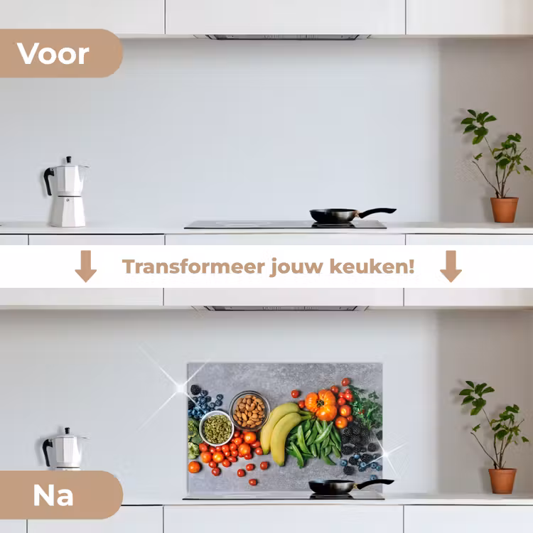Spatscherm keuken - Groente - Fruit - Grijs — 3