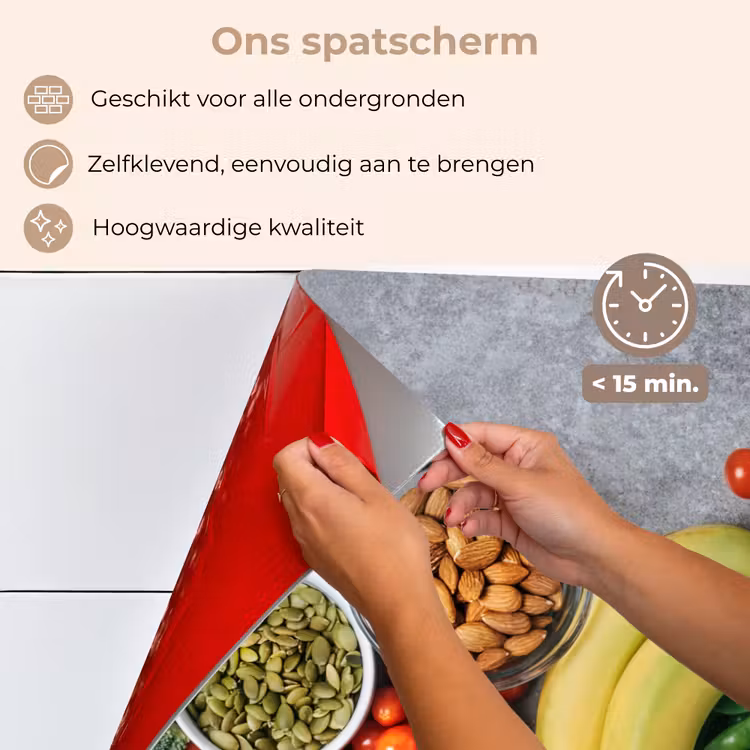 Spatscherm keuken - Groente - Fruit - Grijs — 4