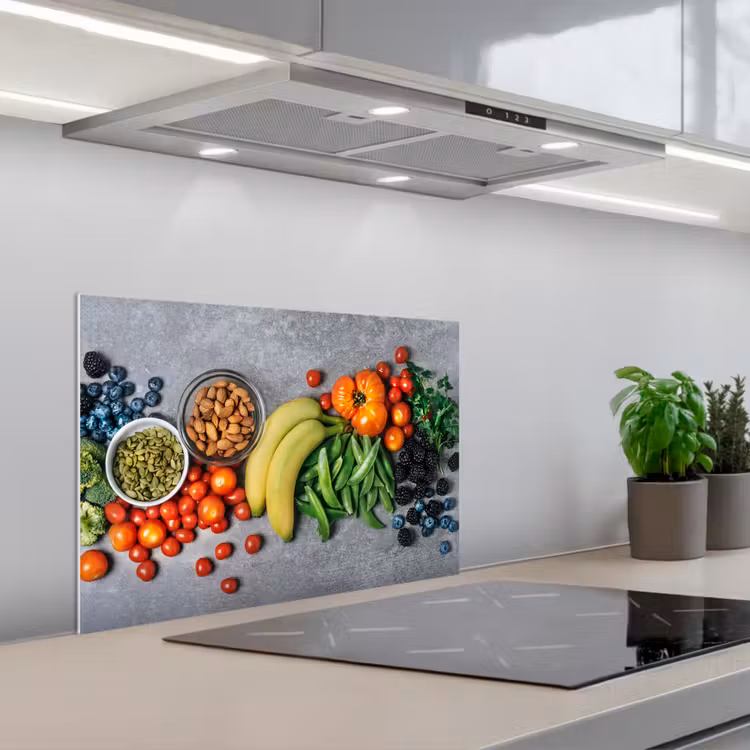 Spatscherm keuken - Groente - Fruit - Grijs — 5