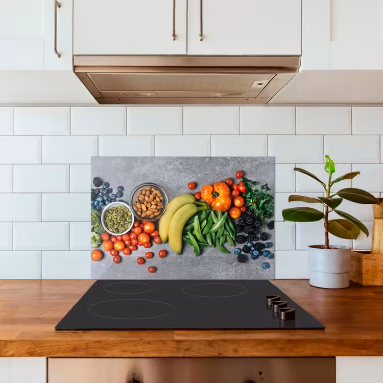 Spatscherm keuken - Groente - Fruit - Grijs — 6