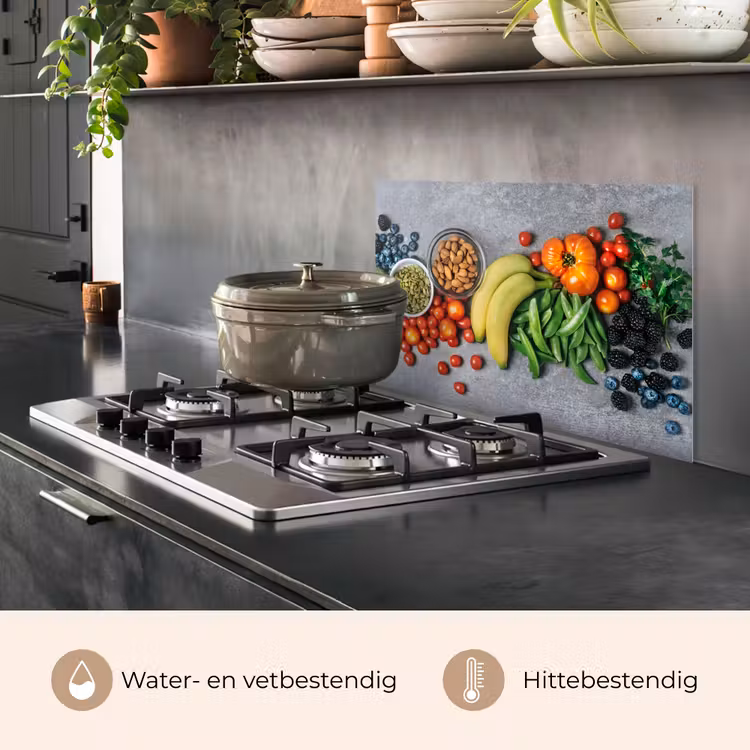 Spatscherm keuken - Groente - Fruit - Grijs — 7