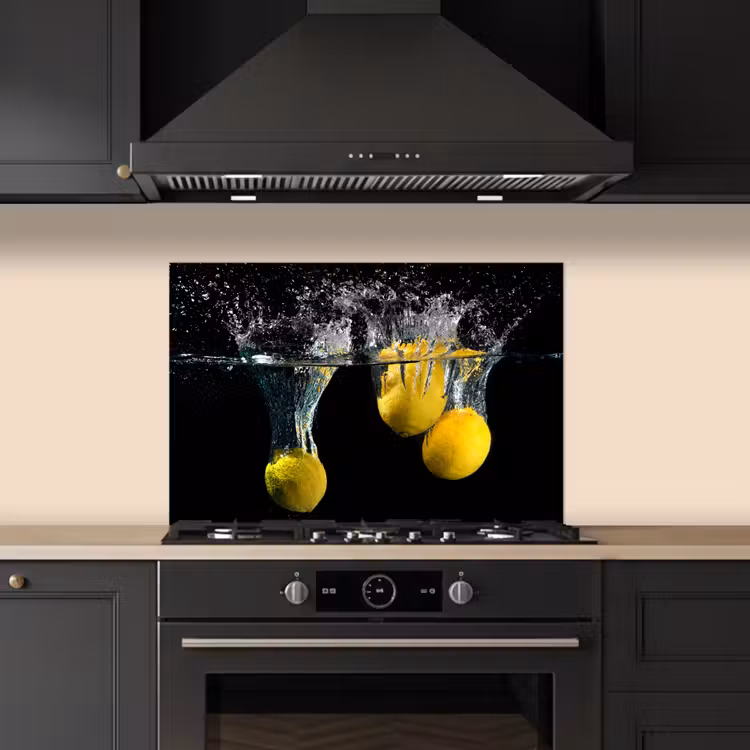 Spatscherm keuken - Citroen - Fruit - Stilleven - Water - Geel — 2