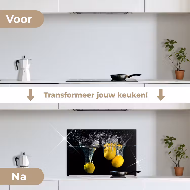Spatscherm keuken - Citroen - Fruit - Stilleven - Water - Geel — 3