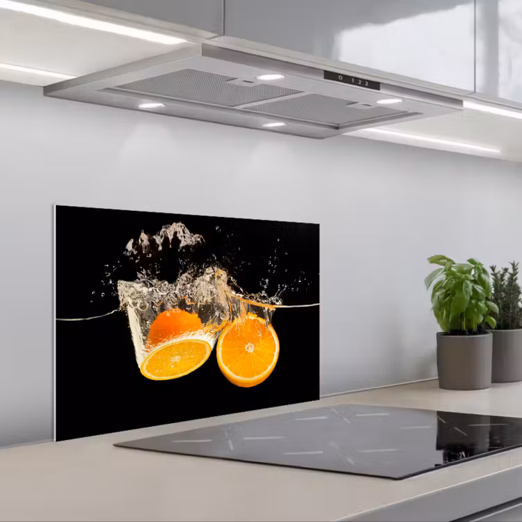 Spatscherm keuken - Sinaasappel - Stilleven - Water - Zwart - Fruit — 5