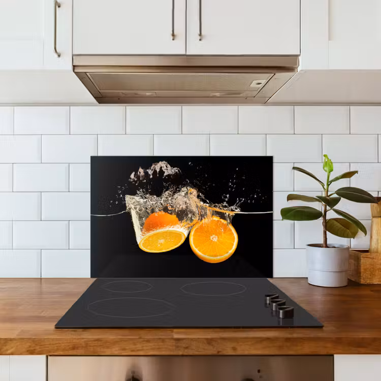 Spatscherm keuken - Sinaasappel - Stilleven - Water - Zwart - Fruit — 6