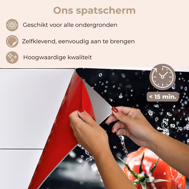 Spatscherm keuken - Tomaat - Groente - Stilleven - Water - Rood — 4