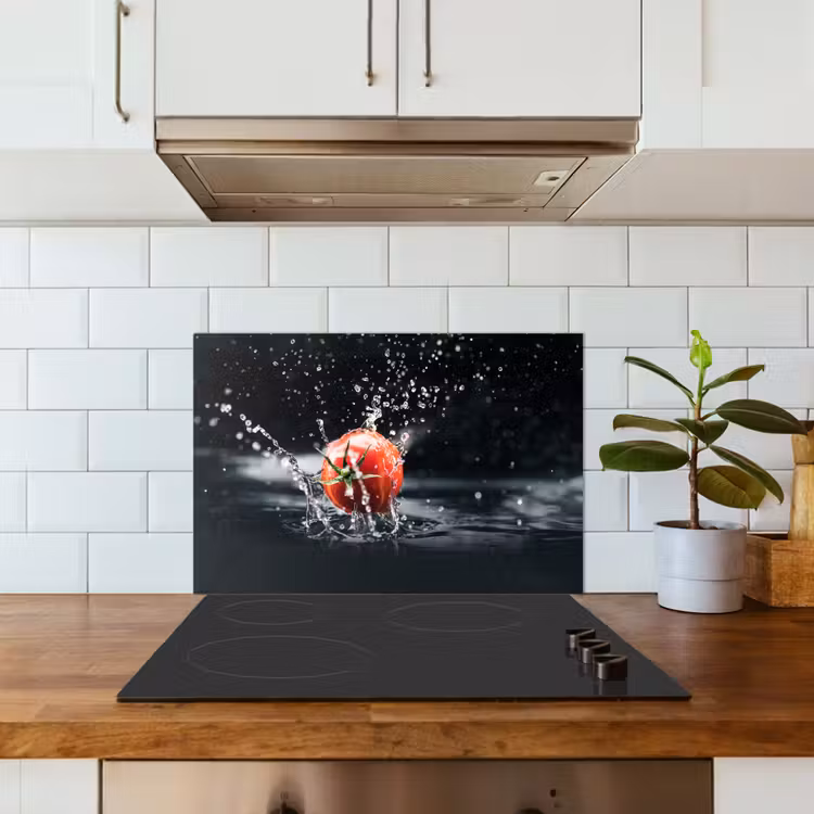 Spatscherm keuken - Tomaat - Groente - Stilleven - Water - Rood — 6