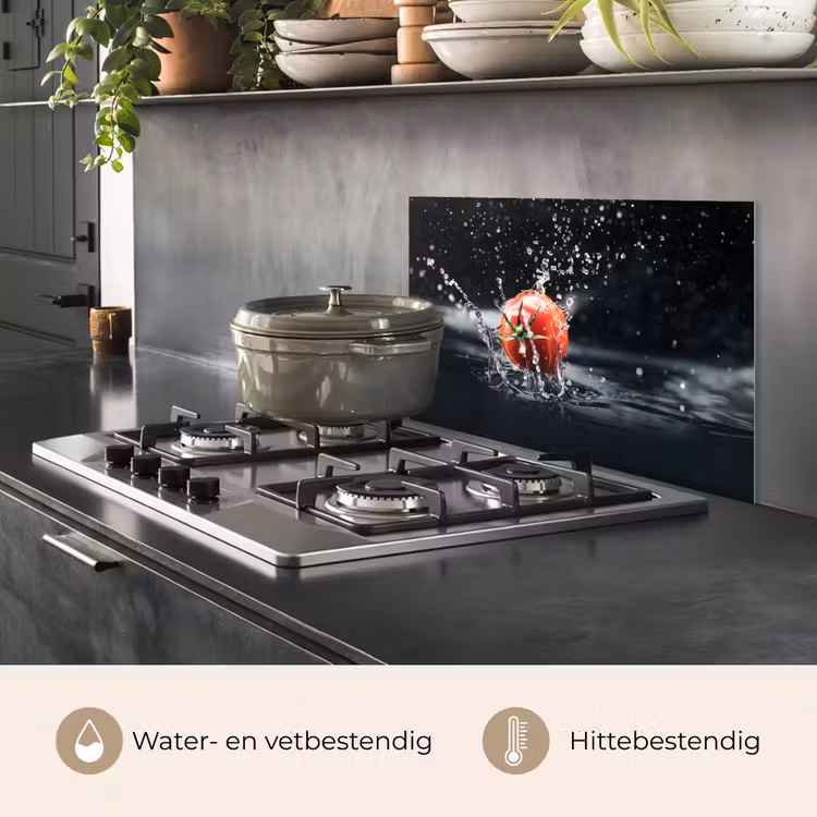 Spatscherm keuken - Tomaat - Groente - Stilleven - Water - Rood — 7