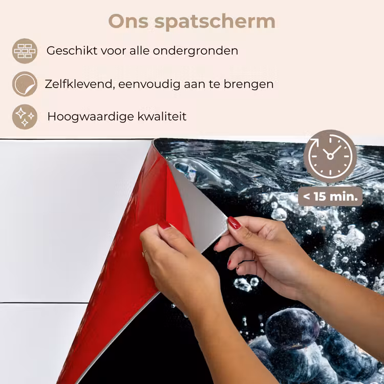 Spatscherm keuken - Blauwe bessen - Fruit - bes - Stilleven - Water - Zwart — 4