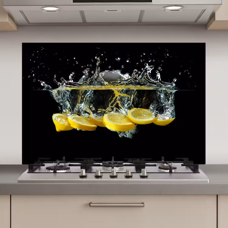 Spatscherm keuken - Citroen - Fruit - Geel - Stilleven - Water — 1